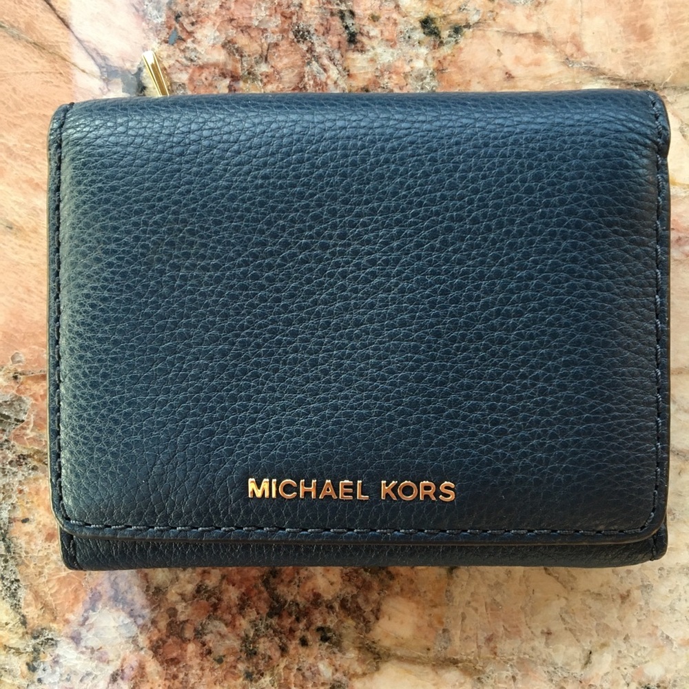 Navy Blue Michael Kors Trifold Wallet